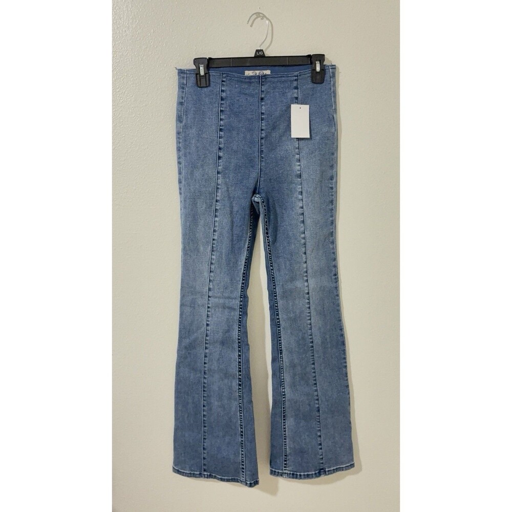 NWT Free People We The Free High-Rise Pull-On Flare Jeans In Light Blue Wash 28 - Picture 3 of 10
